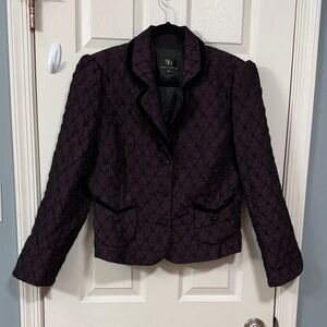 Sandra Darren Purple Black Quilted Blazer Jacket